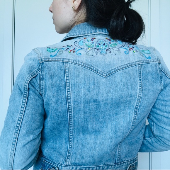 Old Navy Beaded Back Denim Jacket - Picture 3 of 11